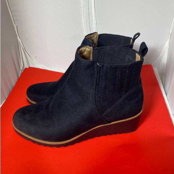 LIFE STRIDE VELOCITY Womens Black Pull Tab Round Toe Wedge Booties 9.5 M NWT - Picture 1 of 10